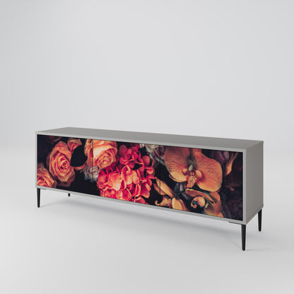 NEVERENDING BLOOM 3-Door TV Stand in Grey Finish