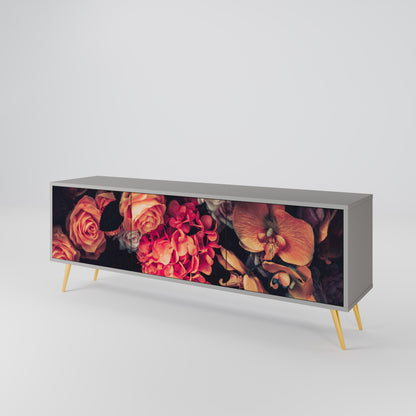 NEVERENDING BLOOM 3-Door TV Stand in Grey Finish