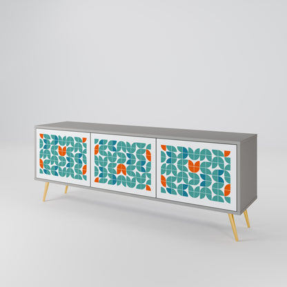 BE THE CHANGE 3-Door TV Stand in Grey Finish