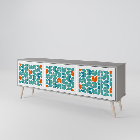 BE THE CHANGE 3-Door TV Stand in Grey Finish