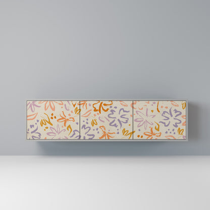 SPRING WHIMSY 3-Door TV Stand in Grey Finish
