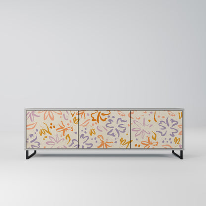 SPRING WHIMSY 3-Door TV Stand in Grey Finish