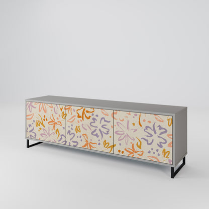 SPRING WHIMSY 3-Door TV Stand in Grey Finish