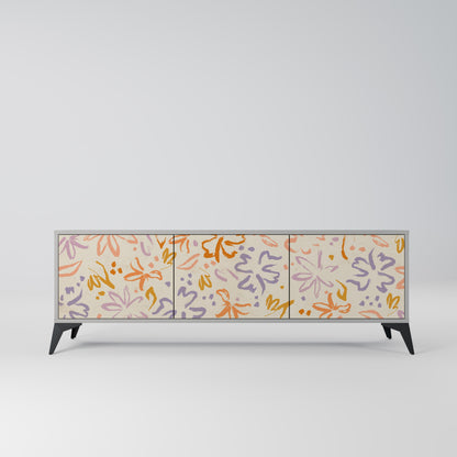 SPRING WHIMSY 3-Door TV Stand in Grey Finish