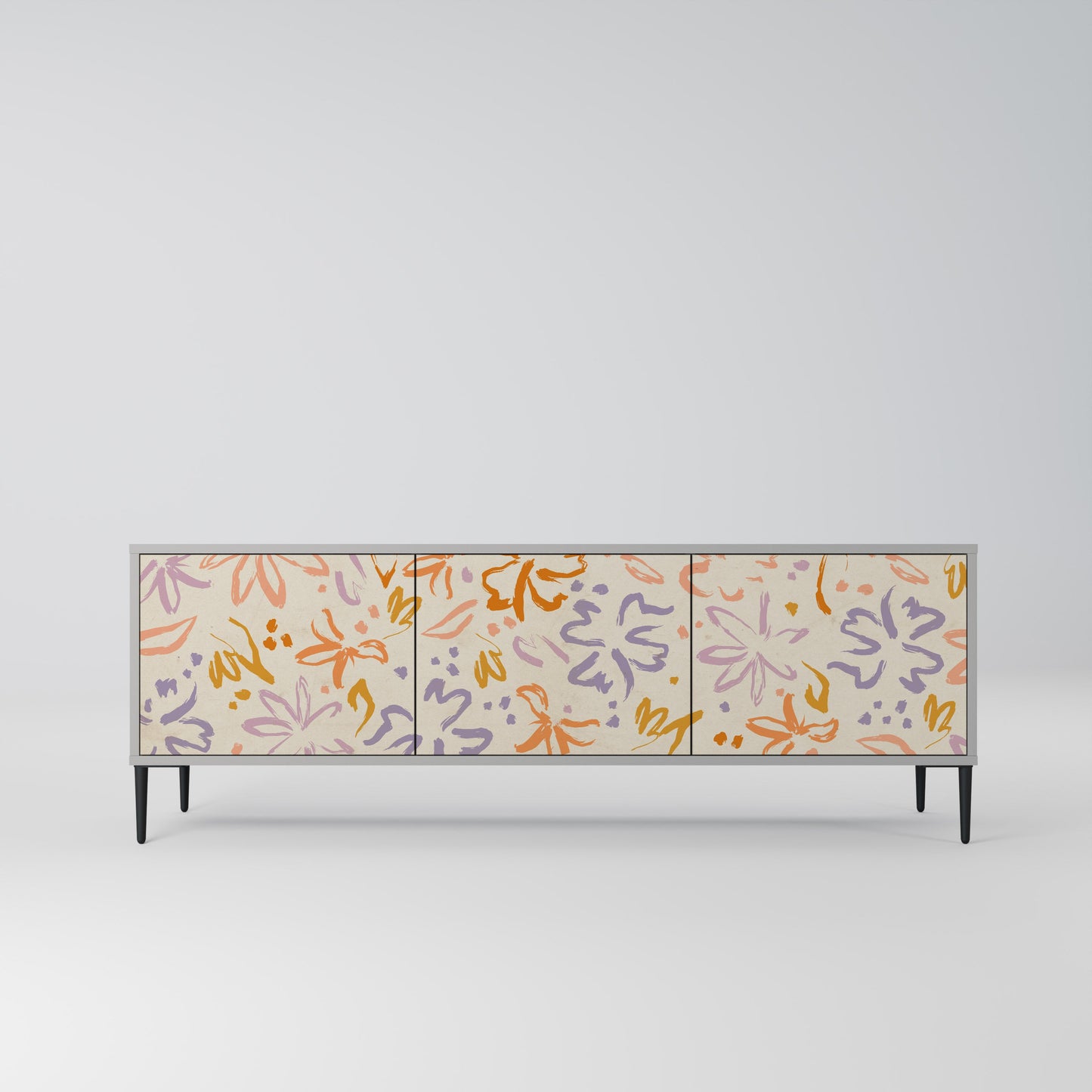 SPRING WHIMSY 3-Door TV Stand in Grey Finish