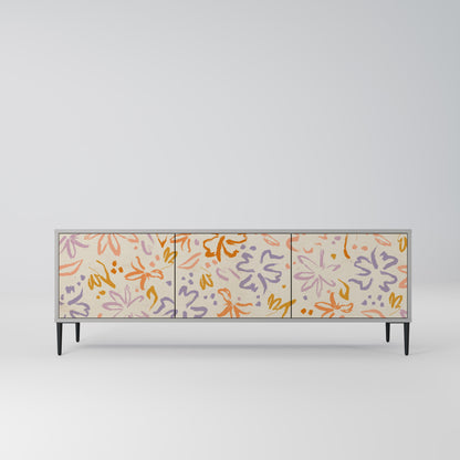 SPRING WHIMSY 3-Door TV Stand in Grey Finish