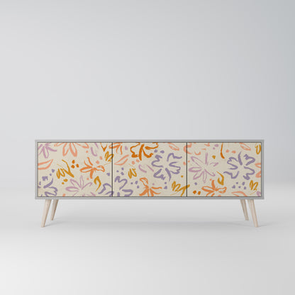 SPRING WHIMSY 3-Door TV Stand in Grey Finish