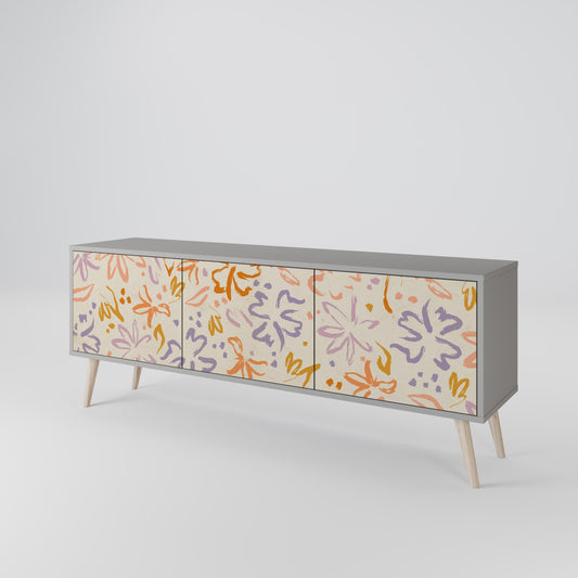SPRING WHIMSY 3-Door TV Stand in Grey Finish