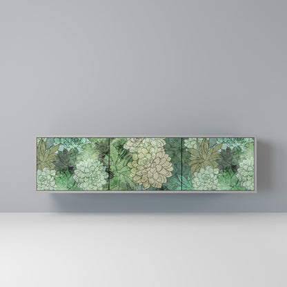SUCCULENT CLUSTER 3-Door TV Stand in Grey Finish