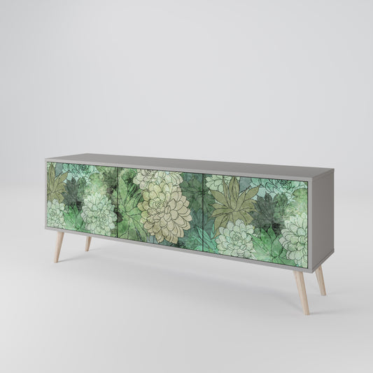 SUCCULENT CLUSTER 3-Door TV Stand in Grey Finish