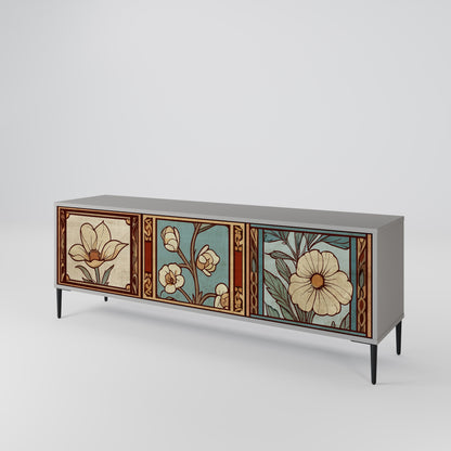 TIMELESS FLORA 3-Door TV Stand in Grey Finish