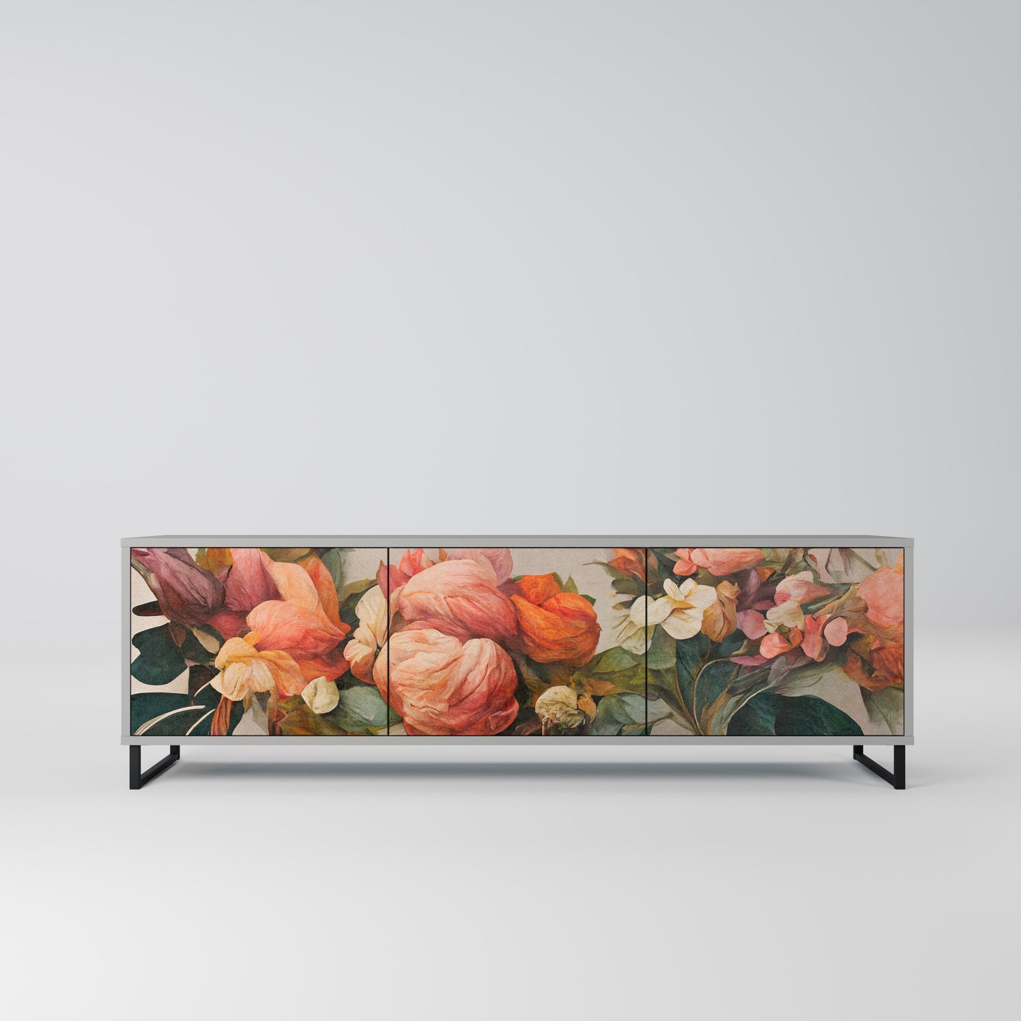 STYLISH BEAUTY 3-Door TV Stand in Grey Finish