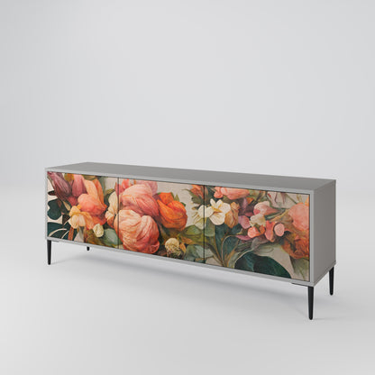 STYLISH BEAUTY 3-Door TV Stand in Grey Finish