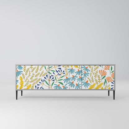 HELLO SPRING 3-Door TV Stand in Grey Finish