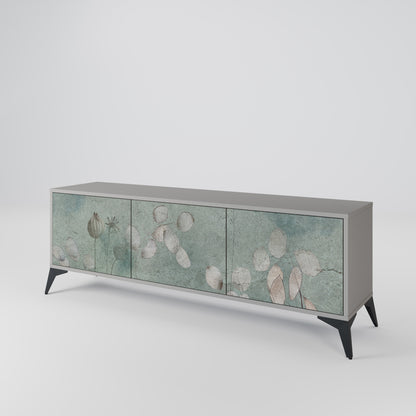 NIGHT LADY 3-Door TV Stand in Grey Finish