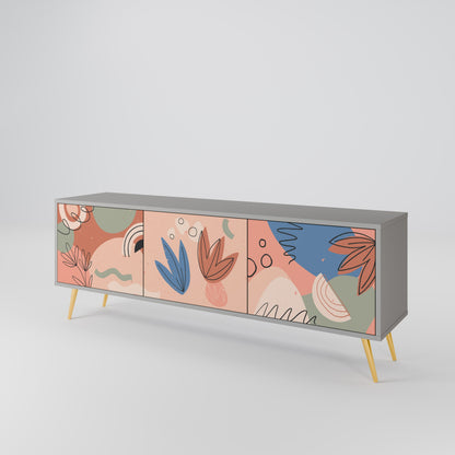 PASTEL DESTINY 3-Door TV Stand in Grey Finish