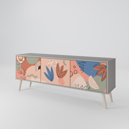 PASTEL DESTINY 3-Door TV Stand in Grey Finish