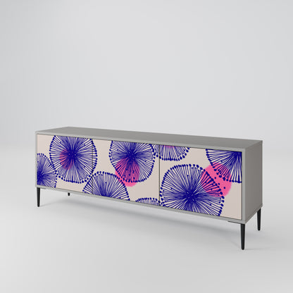 MAGIC NATURE 3-Door TV Stand in Grey Finish