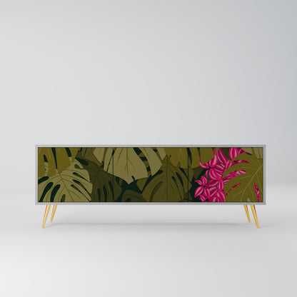 TROPICAL BEAUTY 3-Door TV Stand in Grey Finish