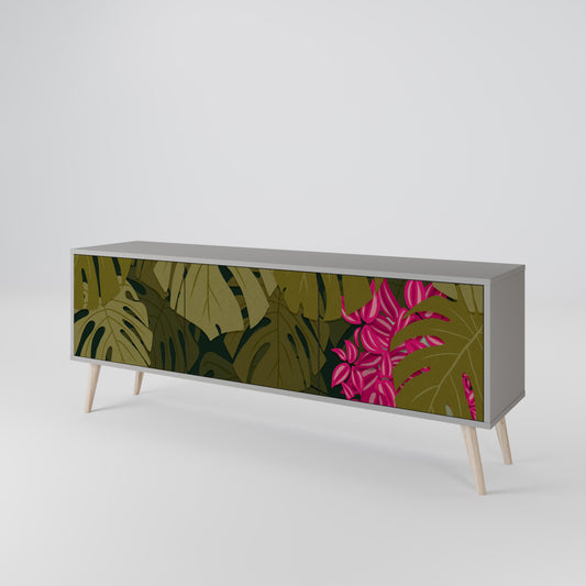 TROPICAL BEAUTY 3-Door TV Stand in Grey Finish