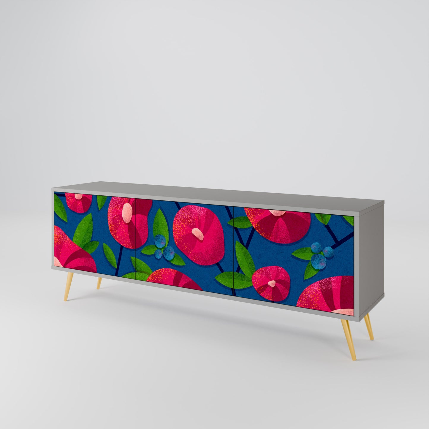 SPRING THOUGHTS 3-Door TV Stand in Grey Finish