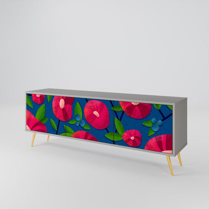 SPRING THOUGHTS 3-Door TV Stand in Grey Finish