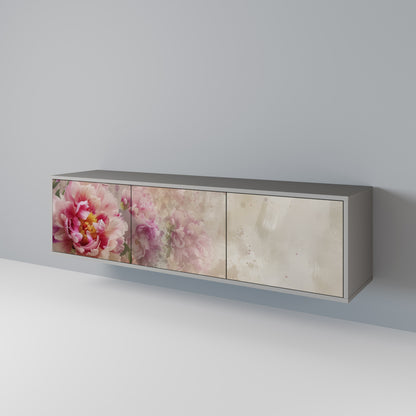 Mobile TV a 3 ante PEONY WHISPER con finitura grigia