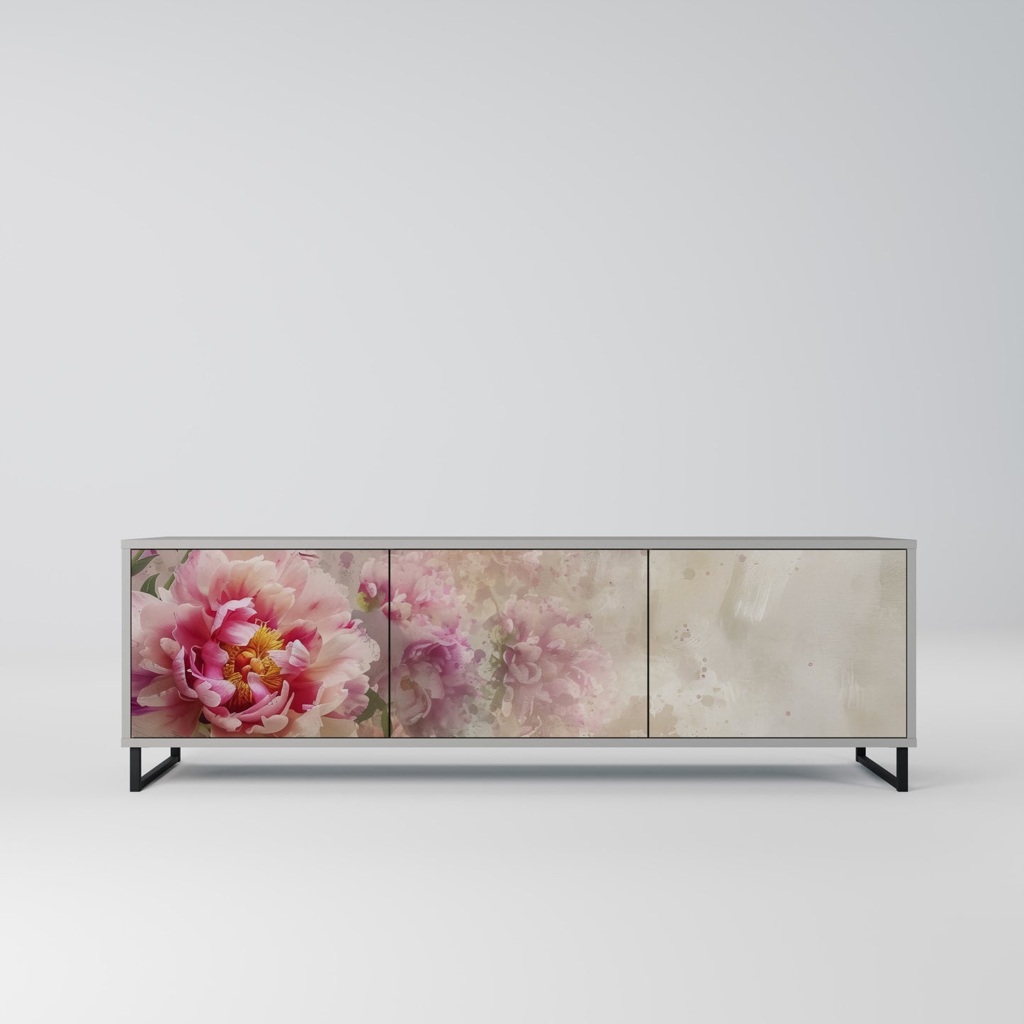 Mobile TV a 3 ante PEONY WHISPER con finitura grigia