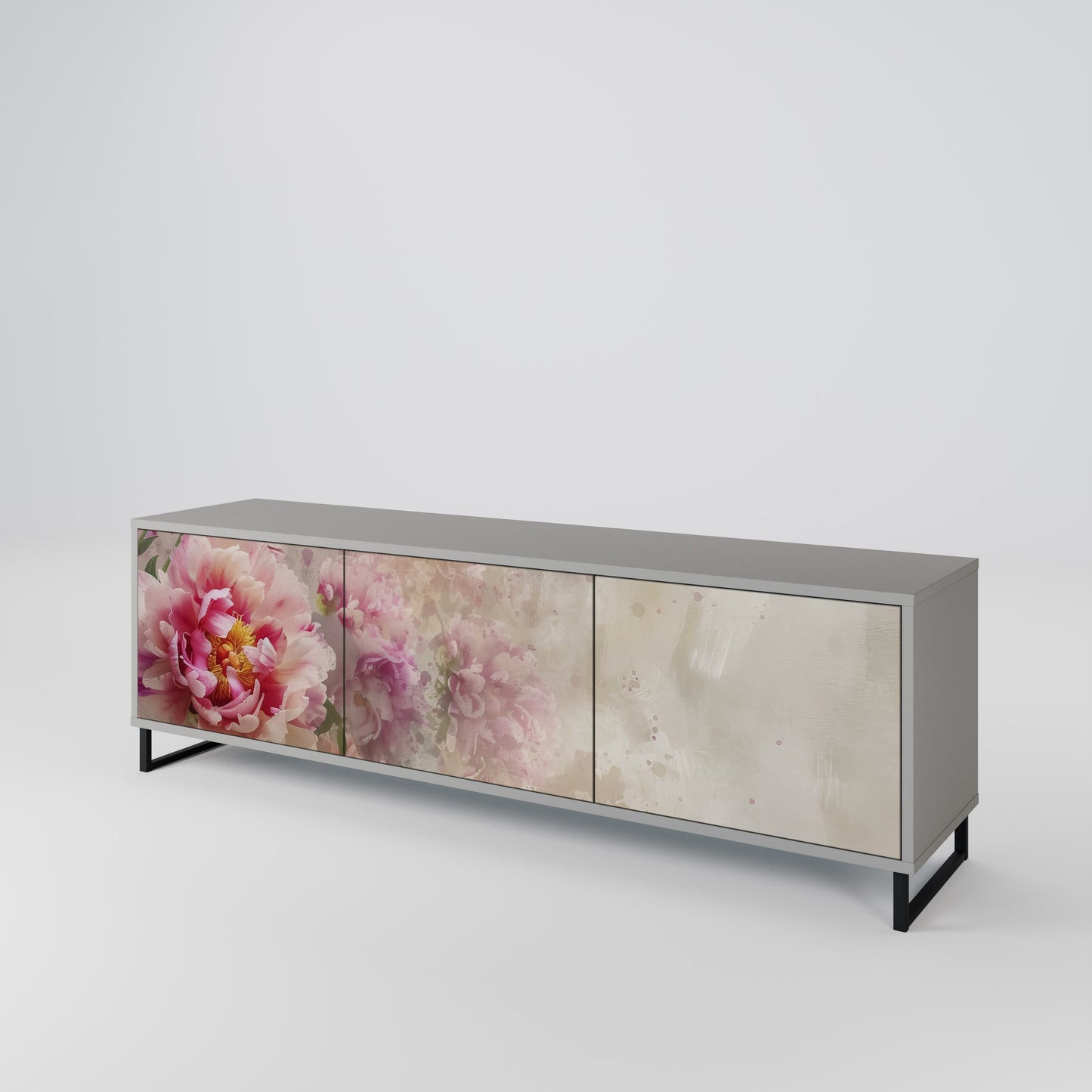 Mobile TV a 3 ante PEONY WHISPER con finitura grigia