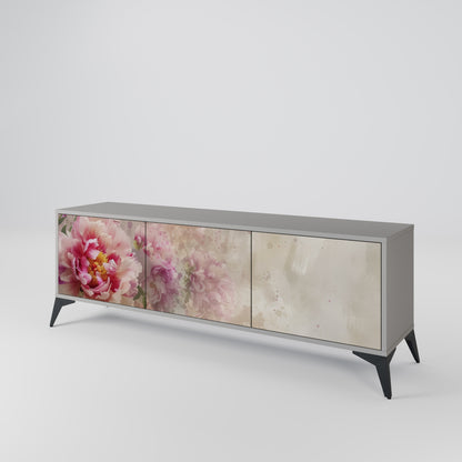 Mobile TV a 3 ante PEONY WHISPER con finitura grigia