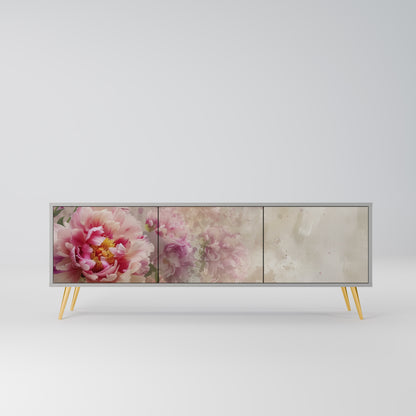 Mobile TV a 3 ante PEONY WHISPER con finitura grigia