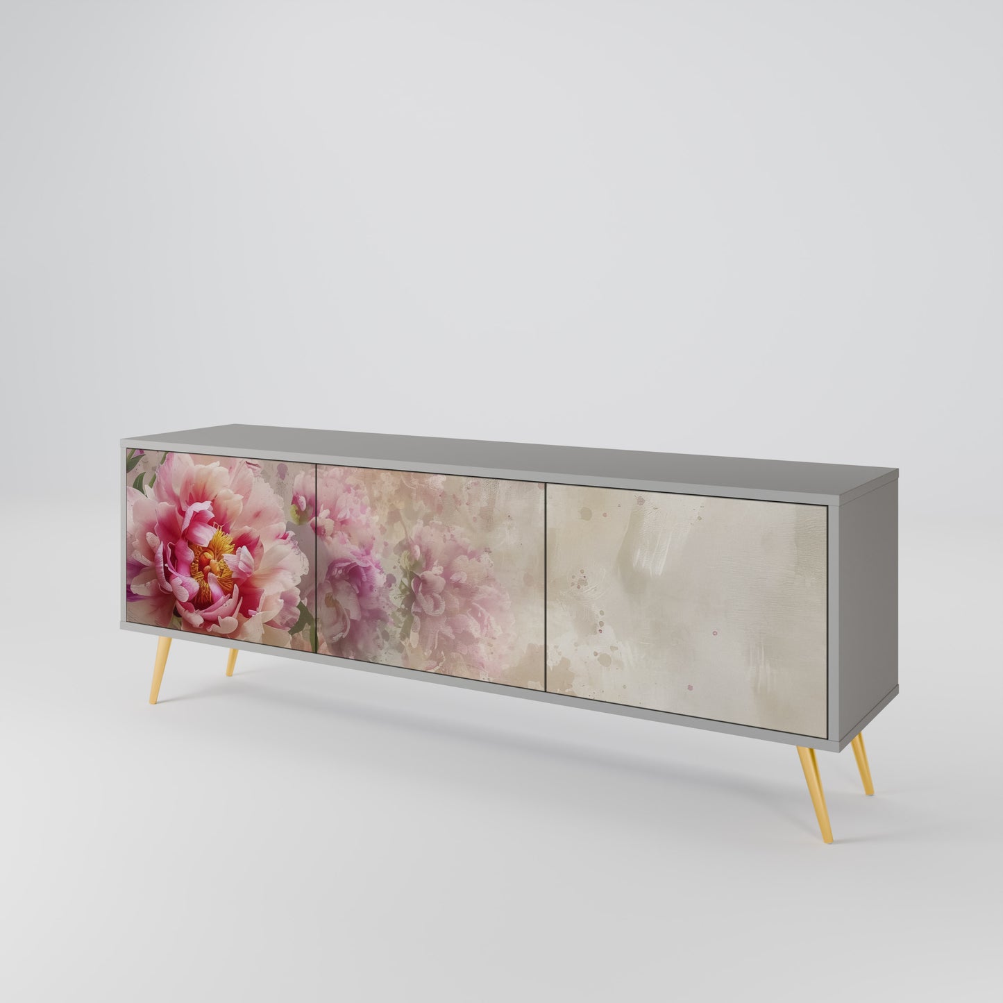 Mobile TV a 3 ante PEONY WHISPER con finitura grigia