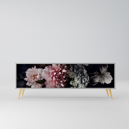 PURE BLOSSOM 3-Door TV Stand in Grey Finish