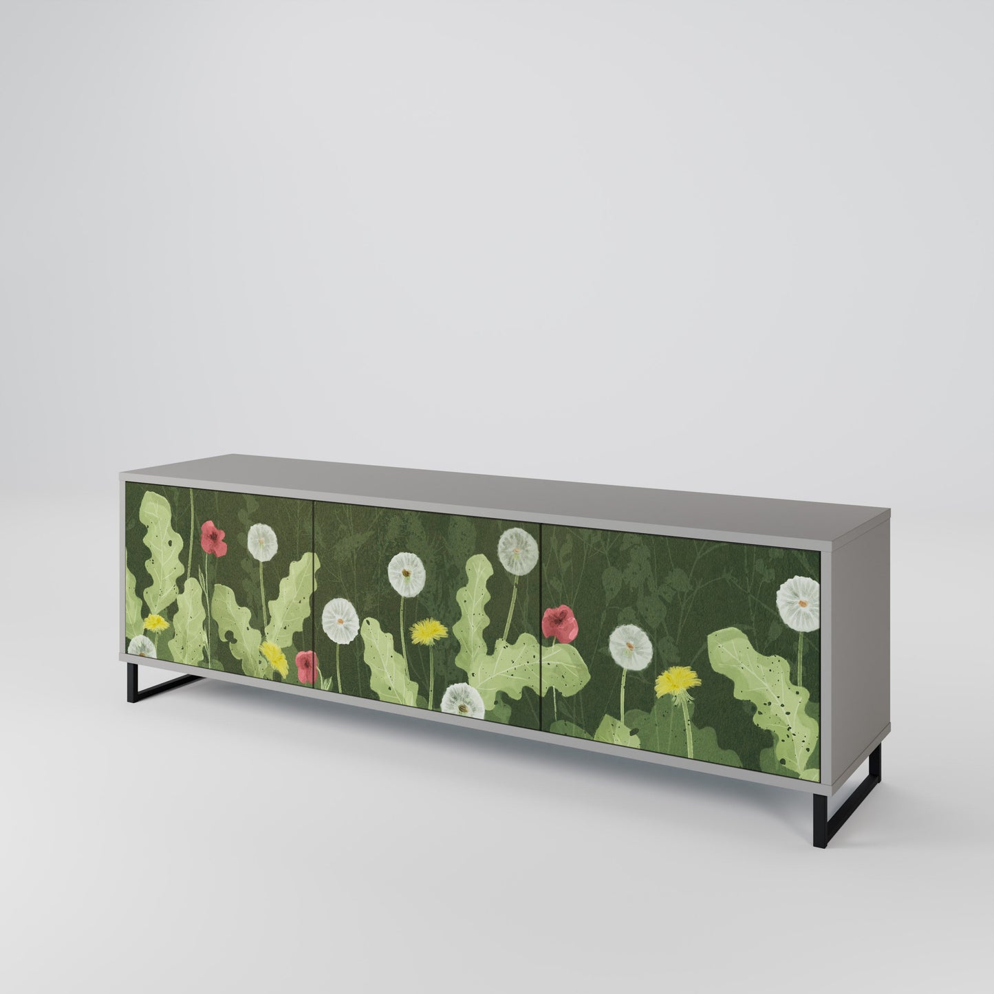 Mobile TV DANDELION AMUSE a 3 ante in finitura grigia