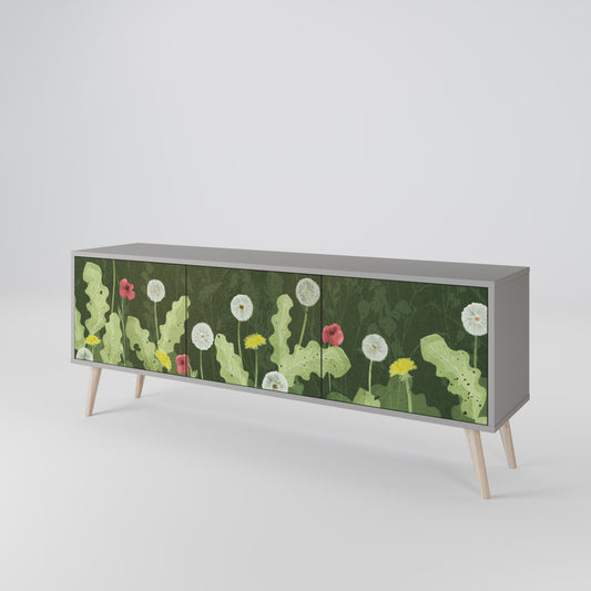 DANDELION AMUSE 3-Door TV Stand in Grey Finish