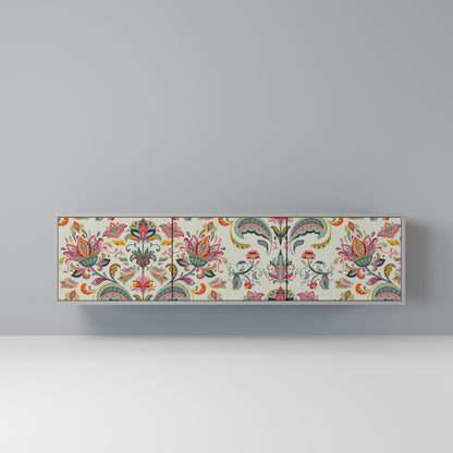 ORGANIC FOLKLORE 3-Door TV Stand in Grey Finish