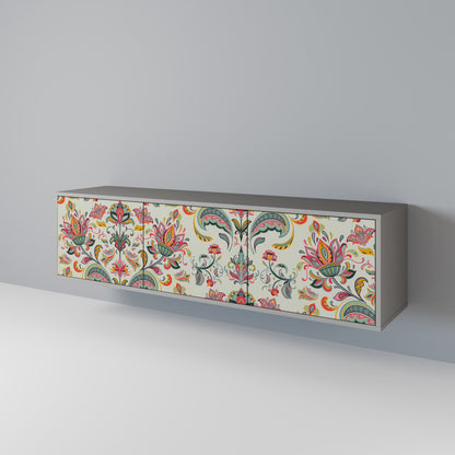 ORGANIC FOLKLORE 3-Door TV Stand in Grey Finish