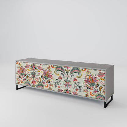 ORGANIC FOLKLORE 3-Door TV Stand in Grey Finish