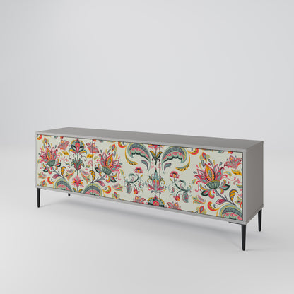 ORGANIC FOLKLORE 3-Door TV Stand in Grey Finish
