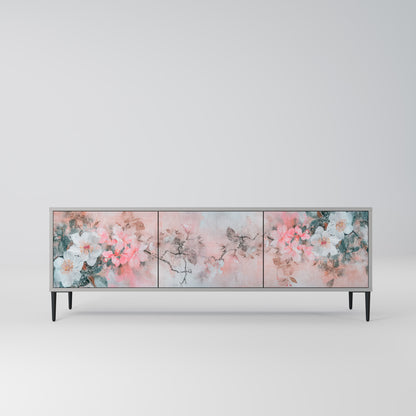 CHERRY BLOSSOM 3-Door TV Stand in Grey Finish