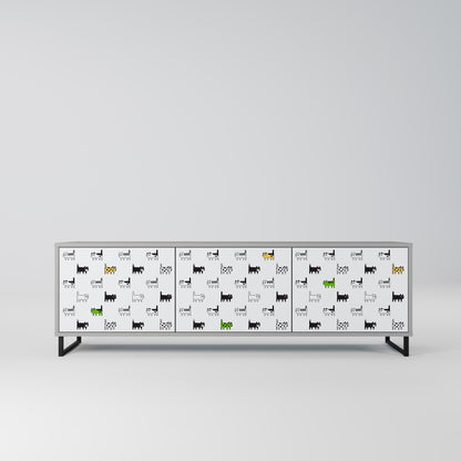 CATS COMPILATION 3-Door TV Stand in Grey Finish