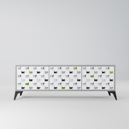 CATS COMPILATION 3-Door TV Stand in Grey Finish