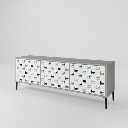 CATS COMPILATION 3-Door TV Stand in Grey Finish