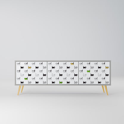 CATS COMPILATION 3-Door TV Stand in Grey Finish