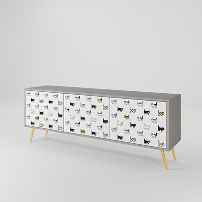 CATS COMPILATION 3-Door TV Stand in Grey Finish