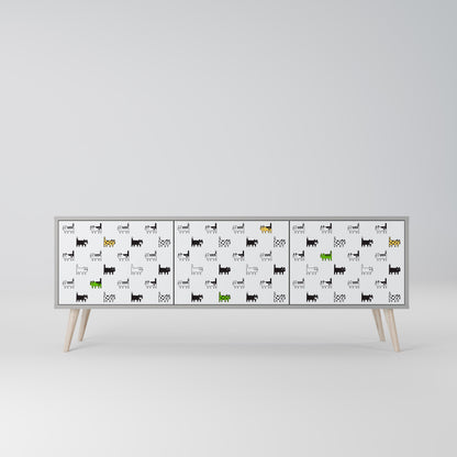 CATS COMPILATION 3-Door TV Stand in Grey Finish