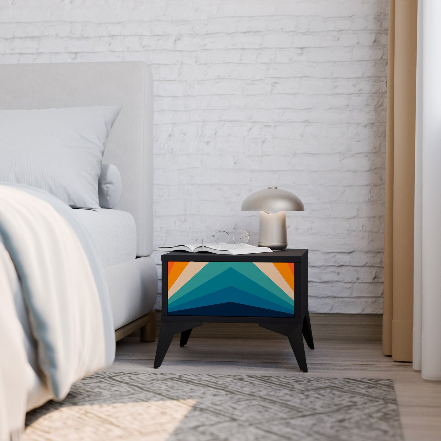 PRISM CONCUSSION Nightstand in Black Finish