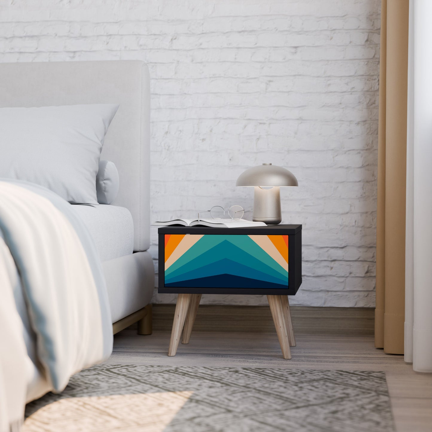 PRISM CONCUSSION Nightstand in Black Finish