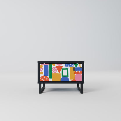 GEOMETRIC GLIMMER Nightstand in Black Finish