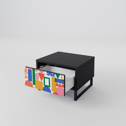 GEOMETRIC GLIMMER Nightstand in Black Finish